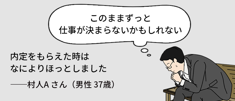 「このままずっと仕事が決まらないかもしれない。」内定をもらえた時はなによりほっとしました ──村人Aさん(男性37歳)