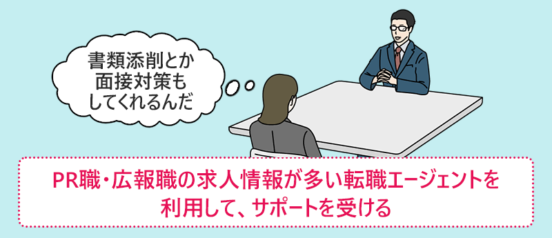 PR職・広報職の求人情報が多い転職エージェントを利用して、サポートを受ける