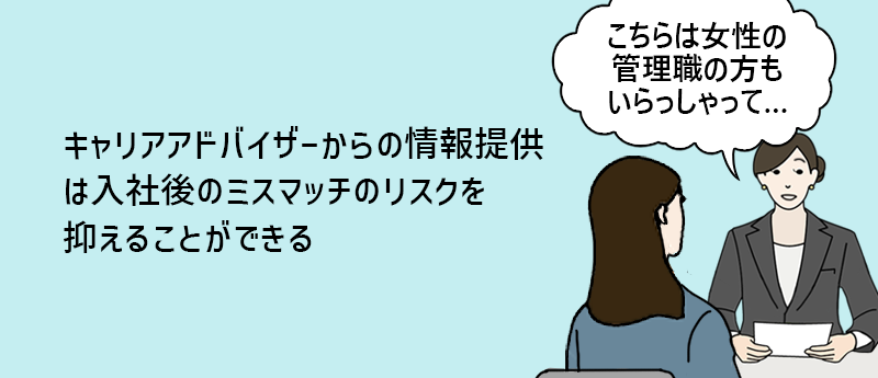 転職エージェントのメリット2 キャリアアドバイザーからの情報提供は入社後のミスマッチのリスクを抑えることができる