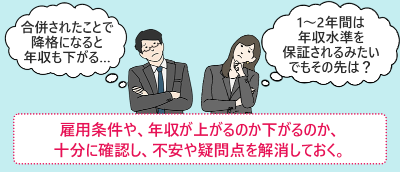 雇用条件や、年収が上がるのか下がるのか、十分に確認し、不安や疑問点を解消しておく。