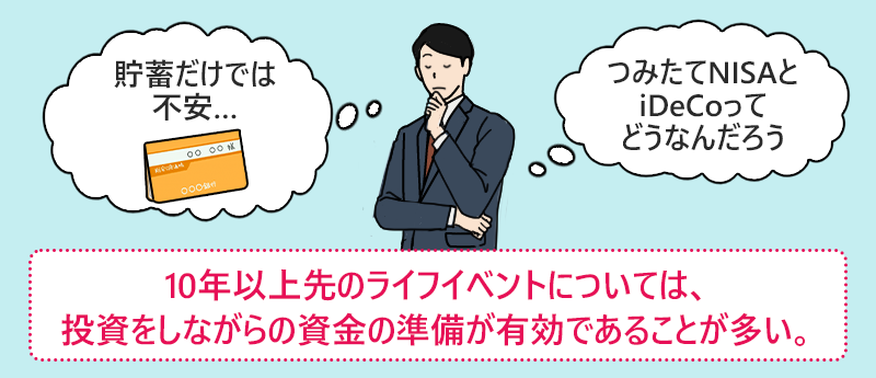 10年以上先のライフイベントについては、投資をしながらの資金の準備が有効であることが多い。