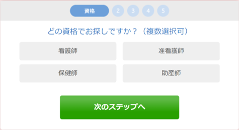 看護プロ登録画面