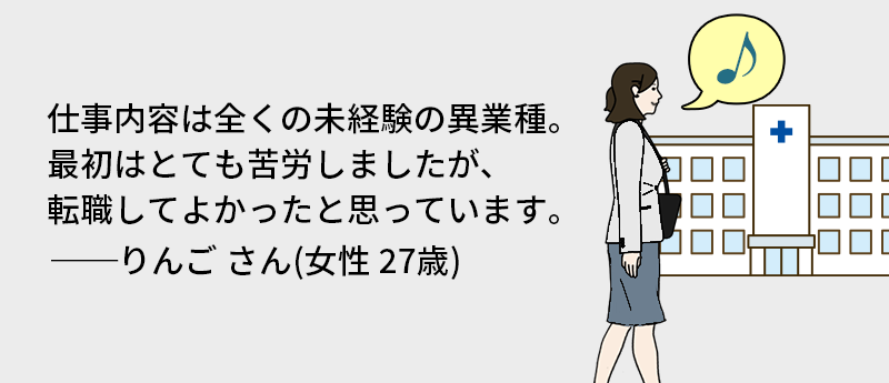 仕事内容は全くの未経験の異業種。最初はとても苦労しましたが、転職してよかったと思っています。