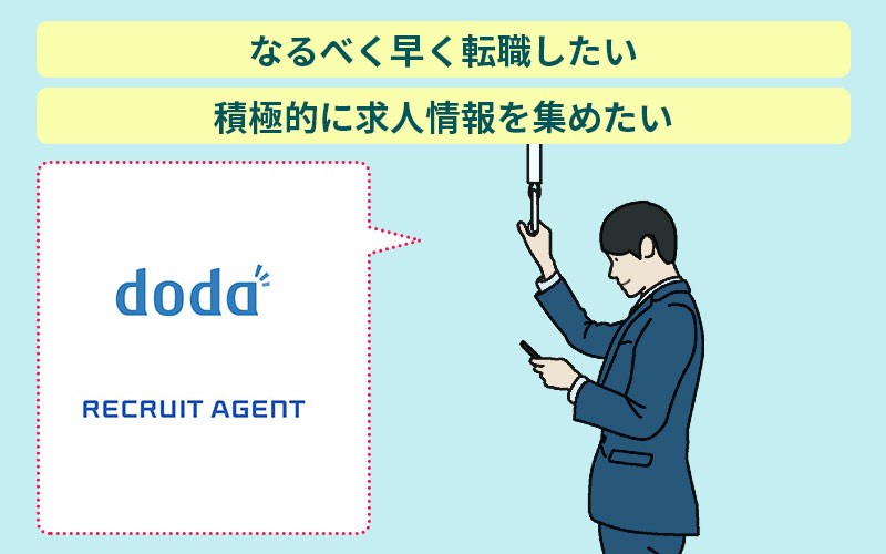 なるべく早く転職先を決めたい人はdoda&リクルートエージェント