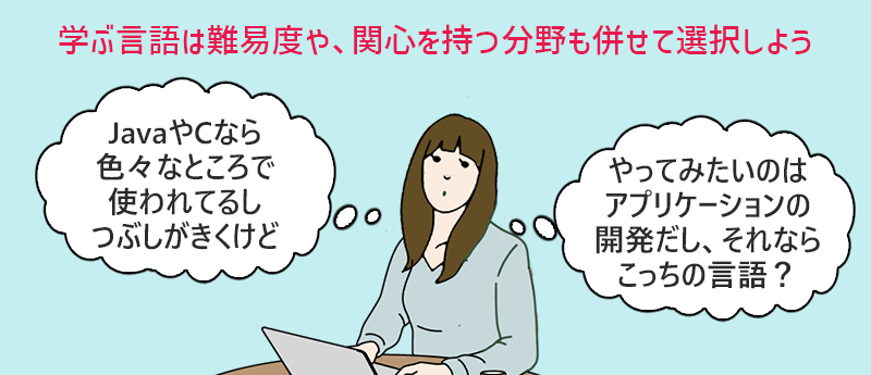 学ぶ言語は難易度や、関心を持つ分野も併せて選択しよう