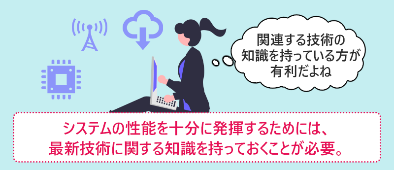システムの性能を十分に発揮するためには、最新技術に関する知識を持っておくことが必要。