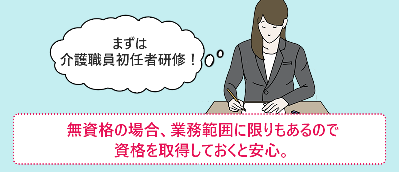 無資格の場合、業務範囲に限りもあるので資格を取得しておくと安心。
