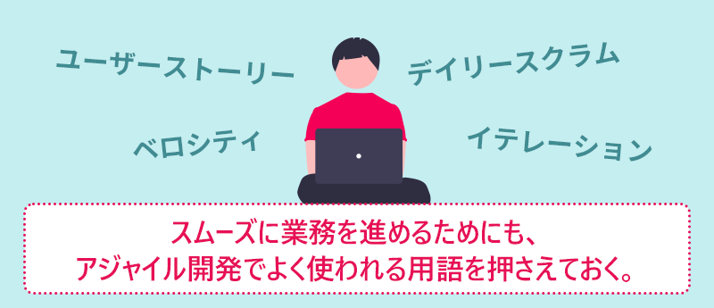 スムーズに業務を進めるためにも、アジャイル開発でよく使われる用語を押さえておく。