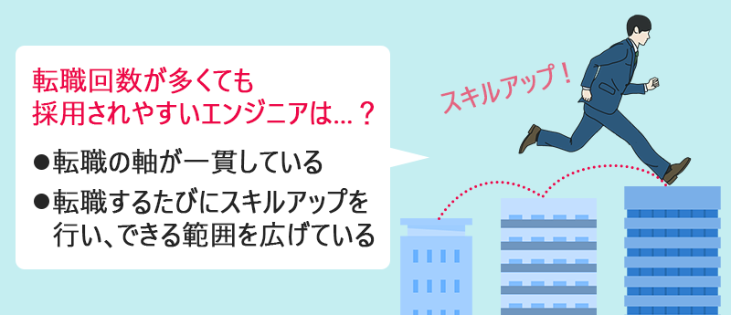 転職回数が多くても採用されやすいエンジニアは…? ・転職の軸が一貫している ・転職のたびにスキルアップしている