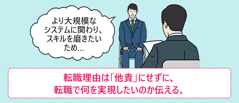 転職理由は「他責」にせずに、転職で何を実現したいのか伝える。