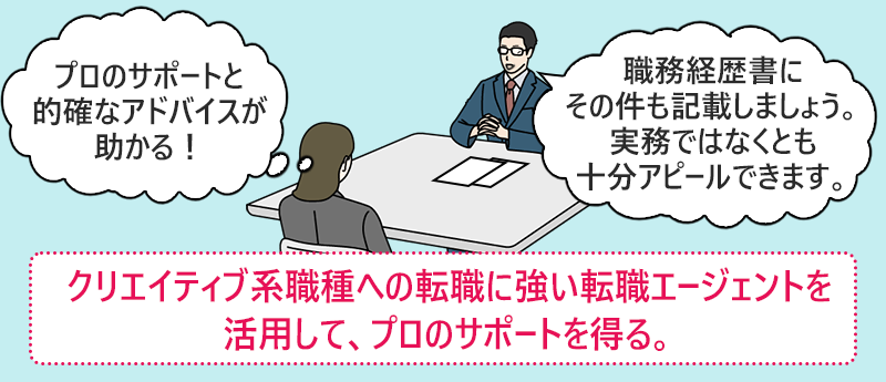 「プロのサポートと的確なアドバイスが助かる!」「職務経歴書にその件も記載しましょう。実務ではなくとも十分アピールできます」