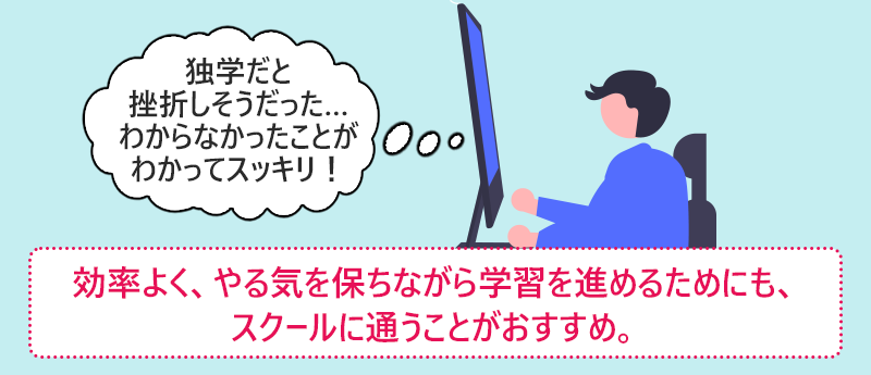 効率よく、やる気を保ちながら学習を進めるためにも、スクールに通うことがおすすめ。