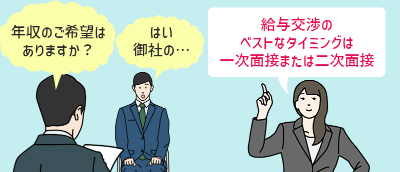 給与交渉のベストなタイミングは一次面接または二次面接