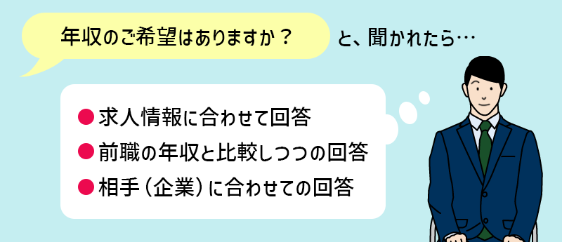 ・求人情報に合わせて回答・前職と比較しつつの回答・相手(企業)に合わせての回答