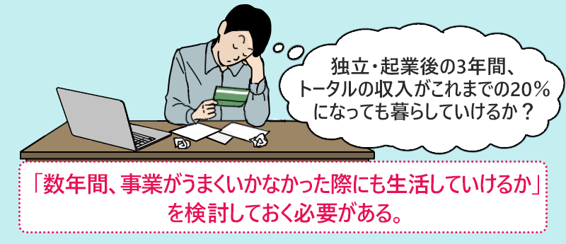 「数年間、事業がうまくいかなかった際にも生活していけるか」を検討しておく必要がある。
