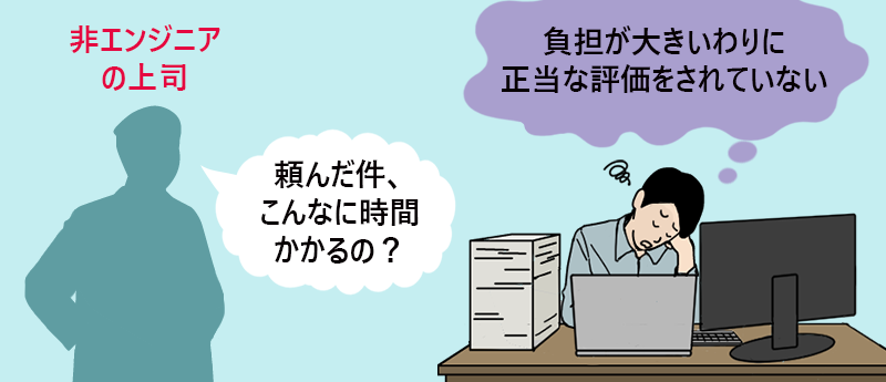 上司が非エンジニアなので負担が大きいわりに正当な評価をされていない