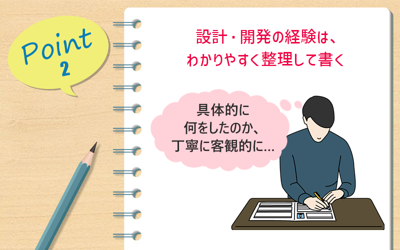 設計・開発の経験は、わかりやすく整理して書く
