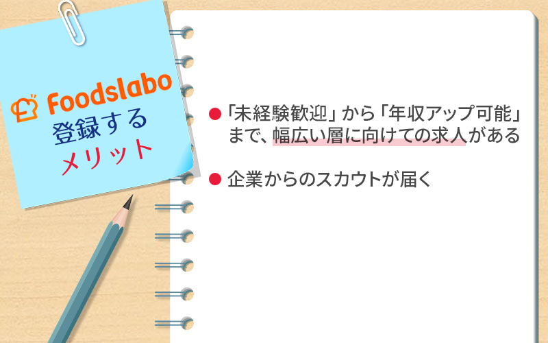・ 「未経験歓迎」から「年収アップ可能」まで、幅広い層に向けての求人がある
・企業からのスカウトが届く