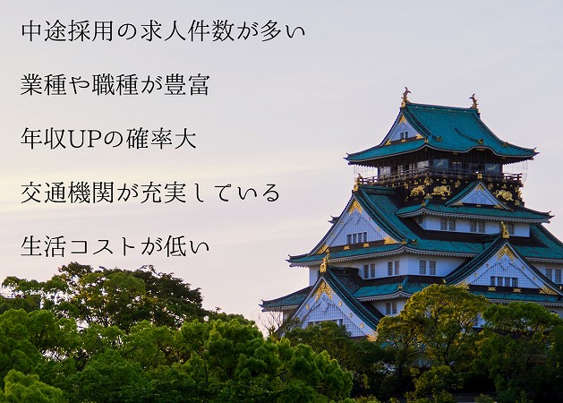 中途採用の求人件数が多い業種や職種が豊富年収UPの確率大交通機関が充実している生活コストが低い