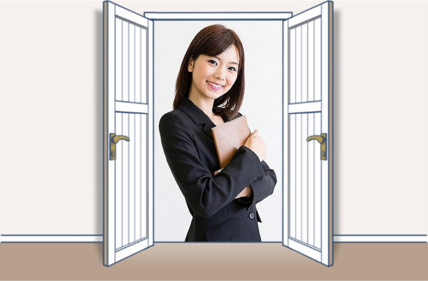 イメージ図:留学を終えた後に、接客業へと就職