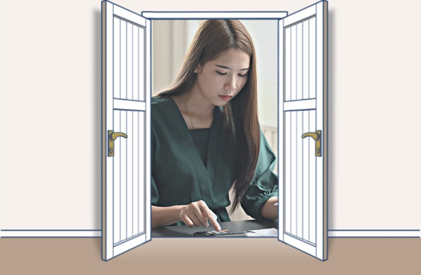 イメージ図:派遣で経理の仕事をしながら、いつかは「正社員へ」という想い。